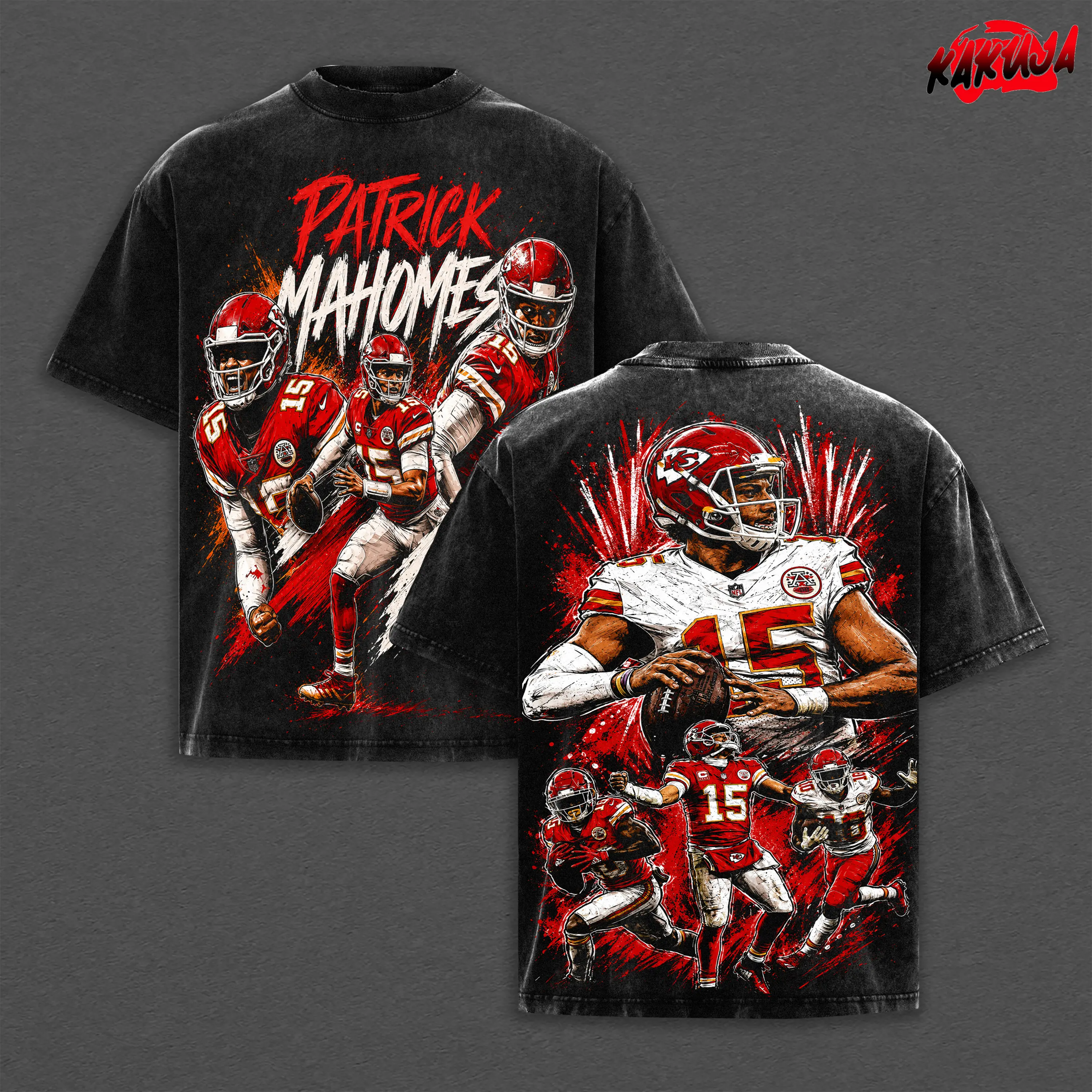 Patrick Magic Mahomes 15 Premium Acid Washed Cotton T-Shirt #3, Chiefs Kingdom Apparel, Mahomes Football Fans Streetwear Tee, Gift For Football Fan Graphic Tee T-Shirt,90s graphic good tees Casual American Short Sleeve Unisex T-shirt, Streetwear