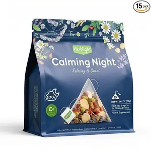 HerbLight Sleep Tea with ashwagandha, valerian & lavender. 15 bags of whole herbs, caffeine-free bedtime tea for deeper sleep.