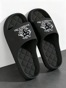 Women's Thick Sole Slide Sandals, Trendy Letter Print Non-Slip Eva Slippers, Comfortable Footwear for Indoor & Outdoor Use