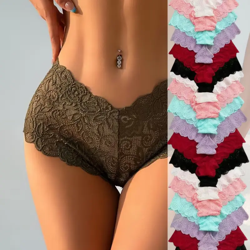HH  18piece set of low-waisted,sexy lace panties in plus sizes (M-XXL).They hug your curves, breathe well, and keep you comfy all day.From our elegant collection, with bowknots, they suit any look, for daily wear or special moments. underwear for women