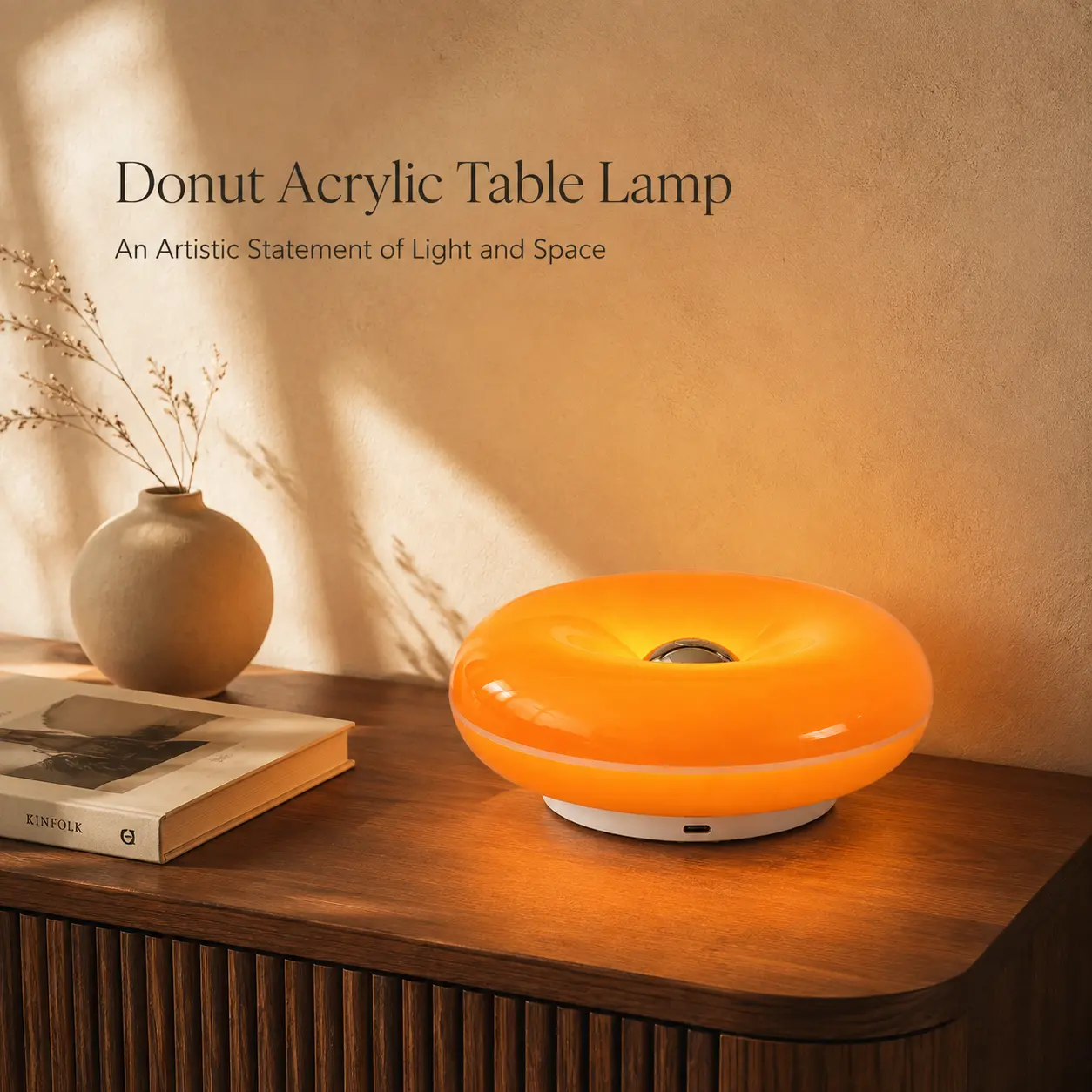 Orange Donut Cozy Lamp，Doughnut LED Night Lamp – Ambient Light, Touch Control,Aesthetic Home Decor & Valentine's Gifts,Birthday(White, Orange,Pink) tiktokshopbacktoschool