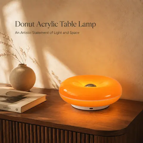 Orange Donut Cozy Lamp，Doughnut LED Night Lamp – Ambient Light, Touch Control,Aesthetic Home Decor & Valentine's Gifts,Birthday(White, Orange,Pink)