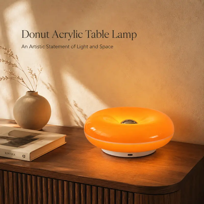 Orange Donut Cozy Lamp，Doughnut LED Night Lamp – Ambient Light, Touch Control,Aesthetic Home Decor & Valentine's Gifts,Birthday(White, Orange,Pink)