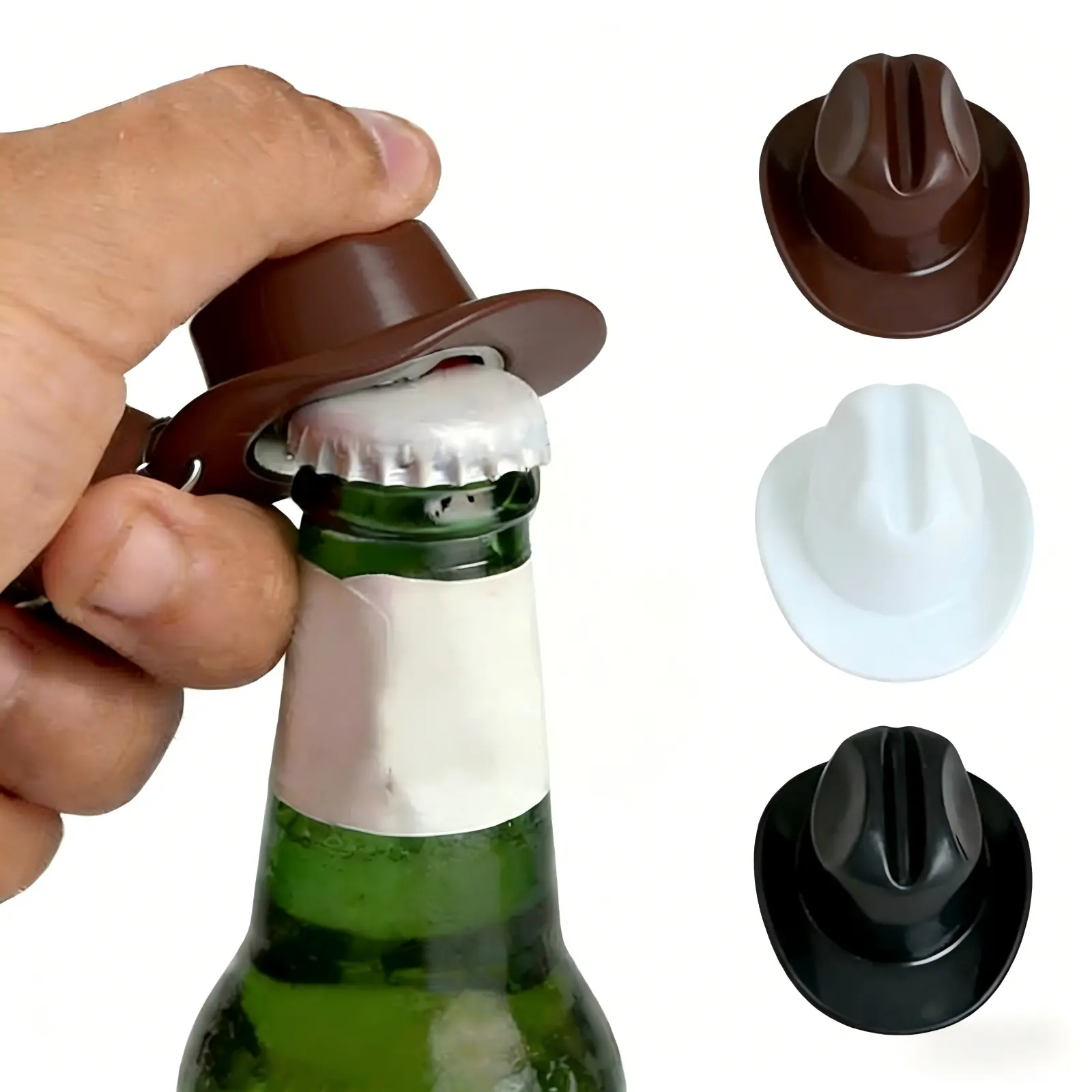 Cowboy Hat Bottle Opener Keychain Single Pack Durable ABS Construction Portable Cap Opener for Truck Keys and Daily Travel Unique Gift for Beer Lovers
