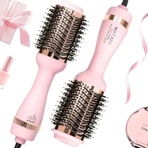 Blowout Hair Dryer Brush with Ceramic Oval Barrel Professional Salon Hot Air Brush for All Hair Types Fluffy Thermal Brush Flawless Plug Smooth Styling Tool