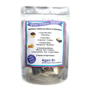 Children's Easy to Bake Oven Mixes Play Toy Oven Real 7 Mixes Mega Refill Kit Vanilla Cupcakes Red Carrot Cake Cookies Frosting Sprinkles Ultimate Set Cooking Baking Supplies Super Pack Net Wt 6.2 oz DIY Decor