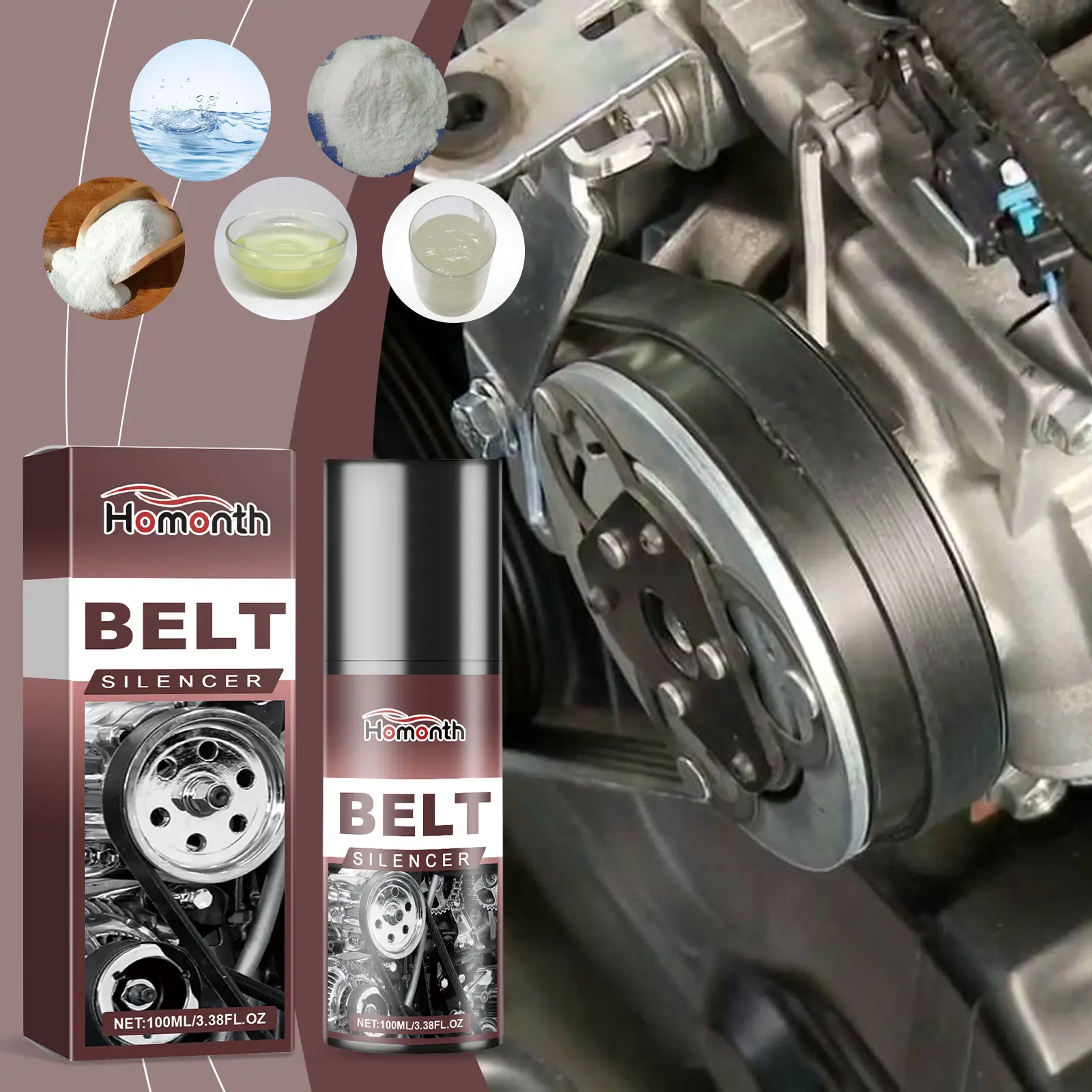 Automobile engine belt , automobile belt abnormal noise aging rubber strip protection and maintenance agent