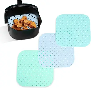 Square  Air Fryer Liners | Washable   3-Pack (8.5 x 8.5") - Square Air Fryer Liners for Full Coverage - , Non-Stick  Liners - Easy to Clean  Versatile