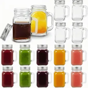 16 Pack 2 oz Mini Mason Jar Shot Glasses with , Glass Favor Jars for Drink, Dessert, Candle, Craft