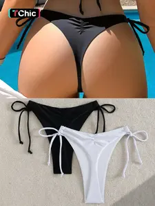 Women's Summer Swim Trunks, Sexy Fitted Plain Design, Adjustable Side Drawstring, Versatile Beachwear for All Seasons
