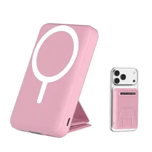 Portable Charger Power Bank, Magnetic Power Bank Portable Chargers Magnetic Wireless Portable Charger 10000mAh,  LED Display,Mag-Safe Battery Pack with Stand 22.5W PD Fast Charging for iPhone 17/16/15/14/13/12/Pro/Mini/Pro Max (Pink) Android Devices