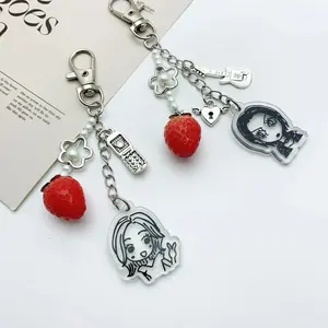 Super Osaki Nana Anime Nana Hachi Matching Phonecharm Heart Strawberry Pendant Keychain Y2K Handmade Jewelry
