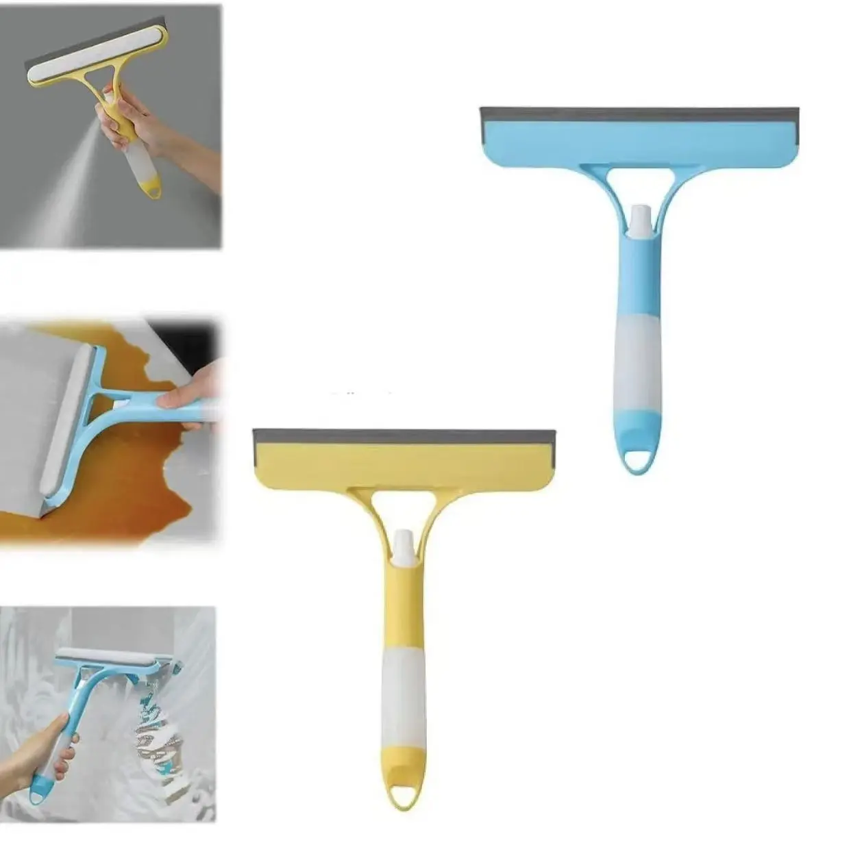 Spray Window Cleaner Tool, Glass Scrubber with Squeegee & Microfiber Cleaning Pad, Lightweight Household Cleaning Tool for Windows, Mirrors, Shower & Home Use