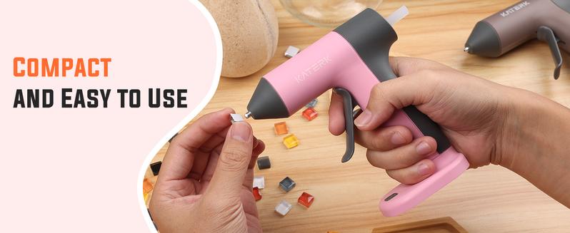 Katerk Cordless Hot Glue Gun Kit, 30s Fast Heating, Mini Glue Gun with 20 Glue Sticks, Compact & Portable with 2500mAh Built-in Battery, Auto Shut-Off, Ideal for DIY, School Crafts & Repairs