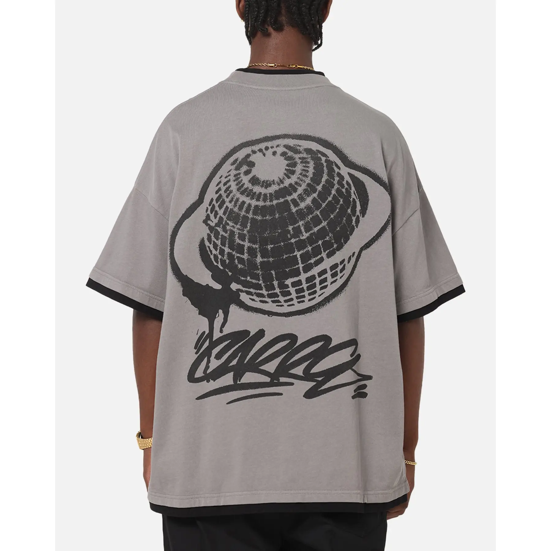 Carre Worldwide Layered T-Shirt Grey/Black