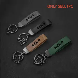 Car Styling Vintage Leather Fashionable Alloy Keychain, Zinc Alloy Key Ring for Kia Ceed Sportage Picanto Cerato Seltos Soul Rio 3 4 5 2021 2020, Car Accessories