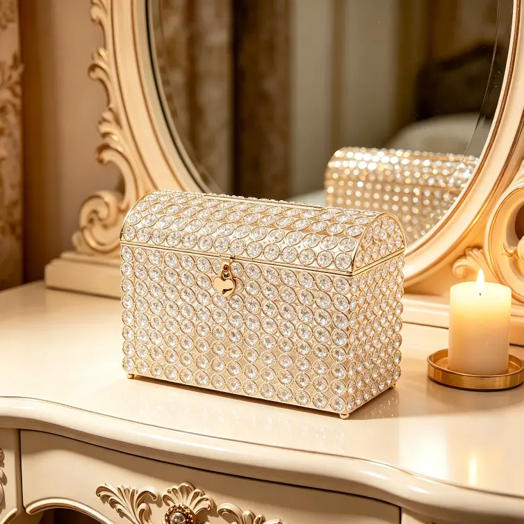 CNCEST Gold Rectangle Wedding Card Organiser with Heart Lock, Clear Glass Wishing Well Card Holder, Decorative Modern Iron-Glass-Steel Gift Box for Reception, Anniversary
