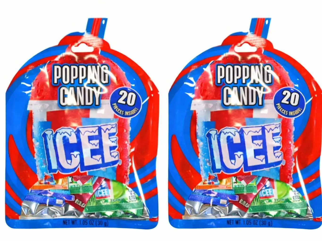 ICEE Popping Candy (2 Pack) – 20 Mini Packs Each, Assorted Flavors Fizzy Candy