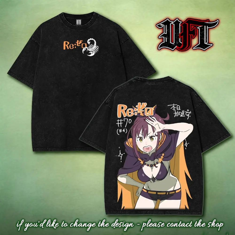 Shaula Re zero best waifu anime game movie 2 sided washed tshirt graphic tees tank top hoodie sweat shirt menswear