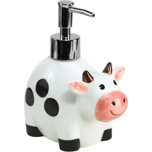 Cute Cartoon  Shaped Soap Dispenser with Plastic Pump, Refillable Lotion Soap Bottle, Lotion Bottle, Hand Soap Dispenser,  Decoration-Cow