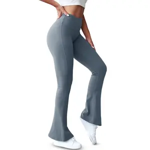 Danedvi Womens High Waist Flare Yoga Leggings Scrunch Butt Lifting Bell Bottoms Bootcut Workout Pants with Pockets Activewear
