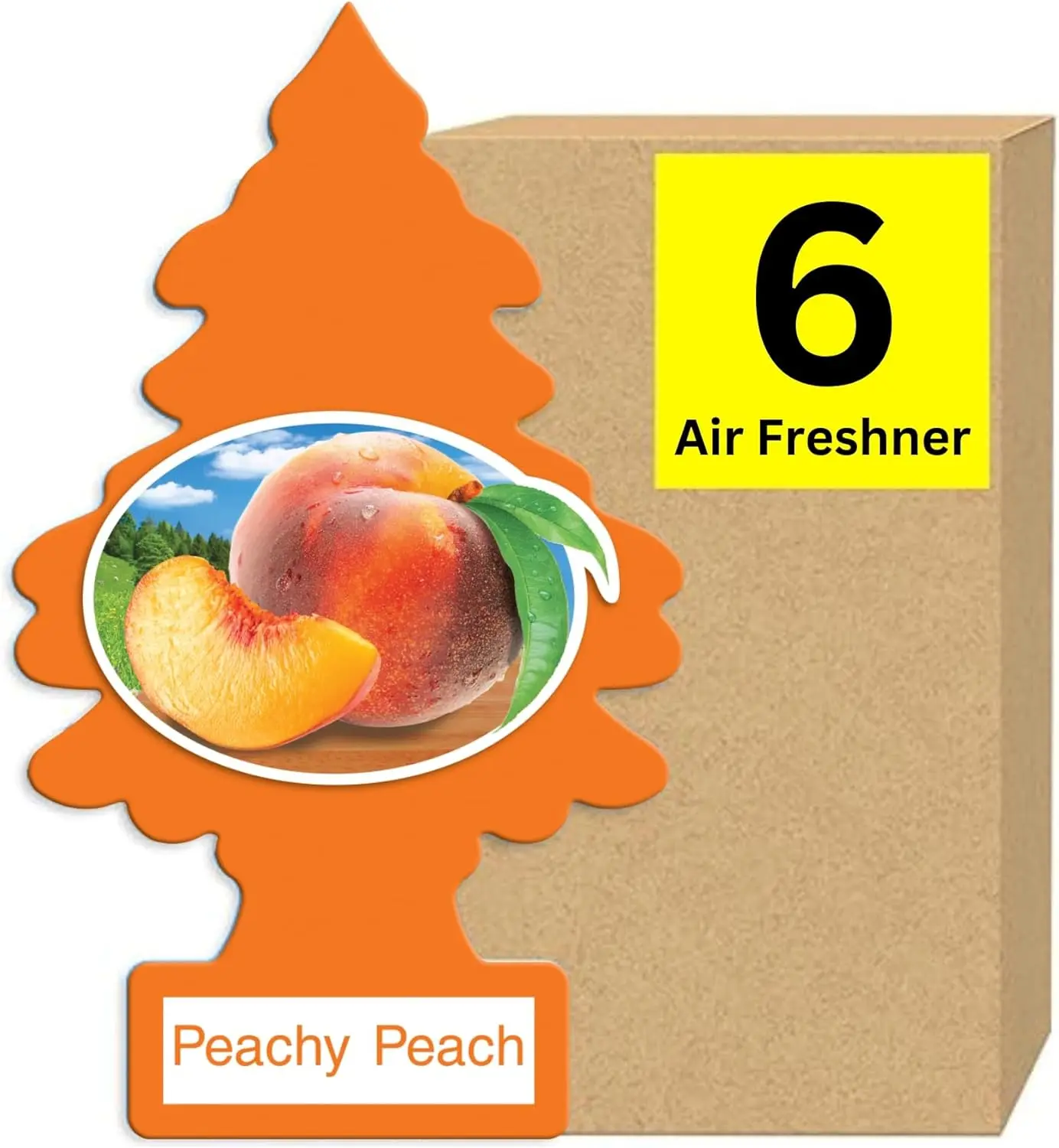 Little Trees Cardboard Hanging Car, Home & Office Air Freshener, Peachy Peach (Pack of 6)