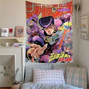 Anime JoJo Bizarre Colorful Tapestry Wall Hanging Bohemian Wall Tapestries  Decor colorful decorative bedroom wall art machine washable home decor