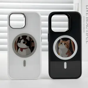 Round Screen Magnetic High-Definition Projection Phone Case, NFC E-Ink Screen Phone Case, Compatible with iPhone 13-16 Models, Customizable Phone Case Pattern, with MagSafe Function