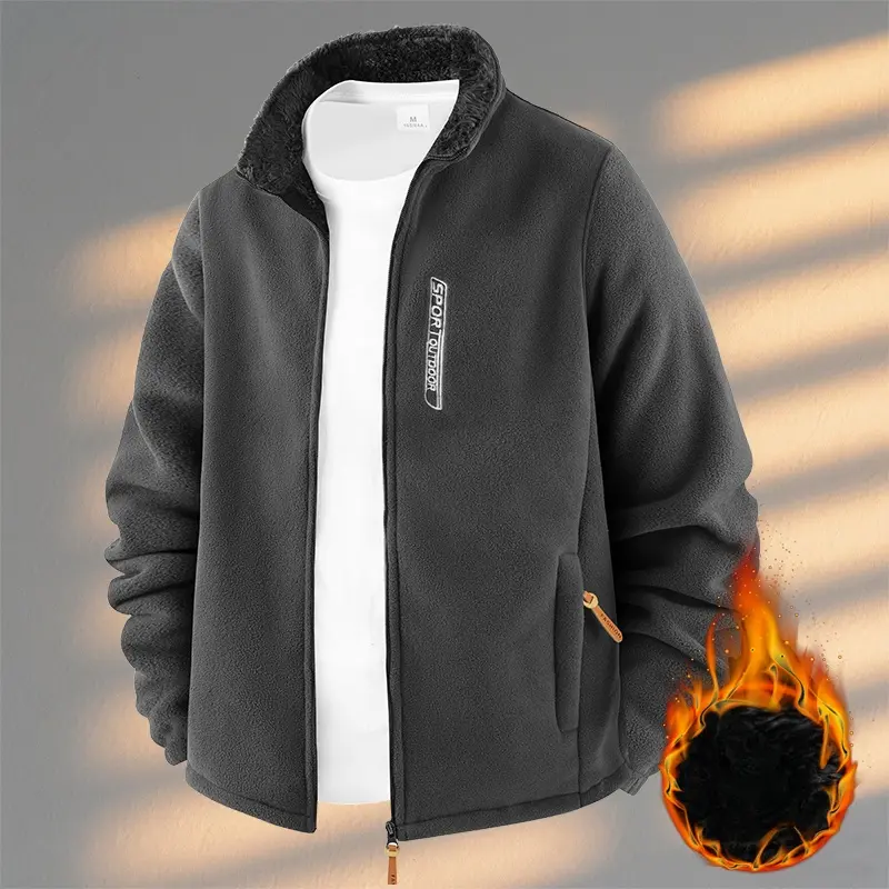 Fleece Jacket Winter Classic Retro Western Style Coat with Warm Lining Comfortable Polyester Fiber Material for Cold Weather Menswear Stylish western outfit jackets zip jackets heated jacket