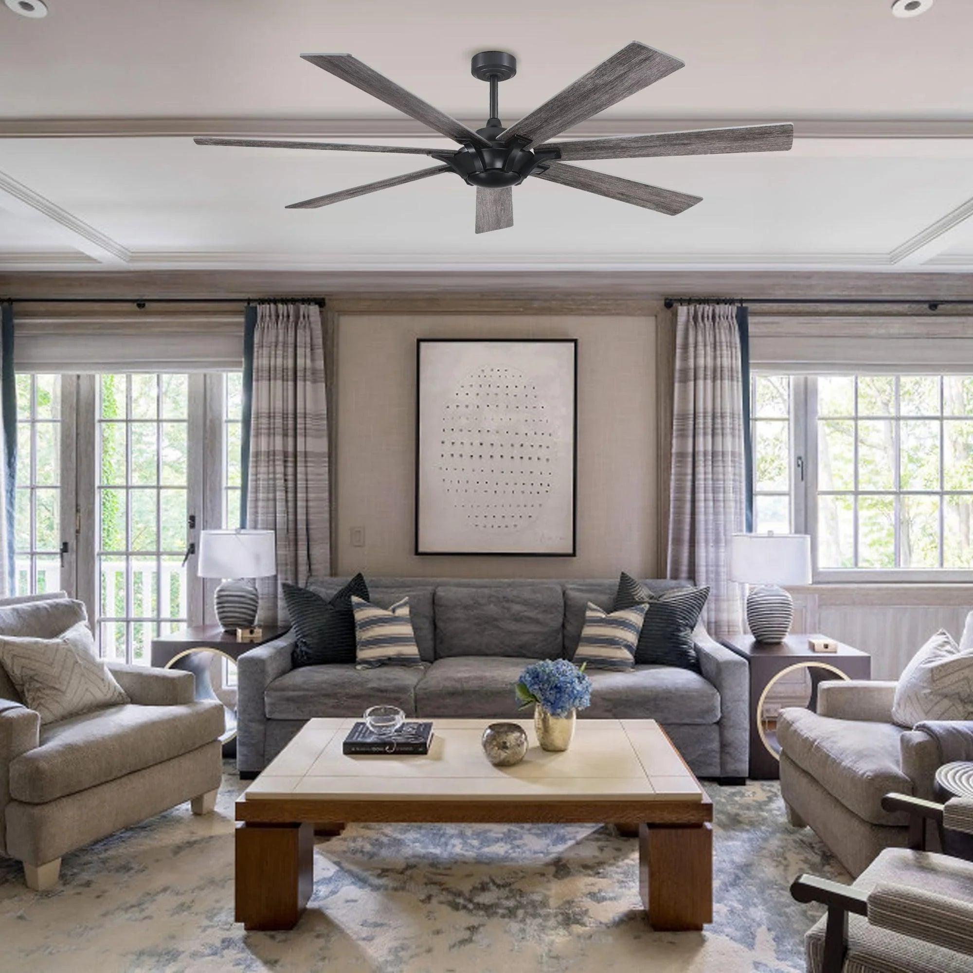 72 Inch 7-Blade Modern Rustic Ceiling Fan | Farmhouse Style