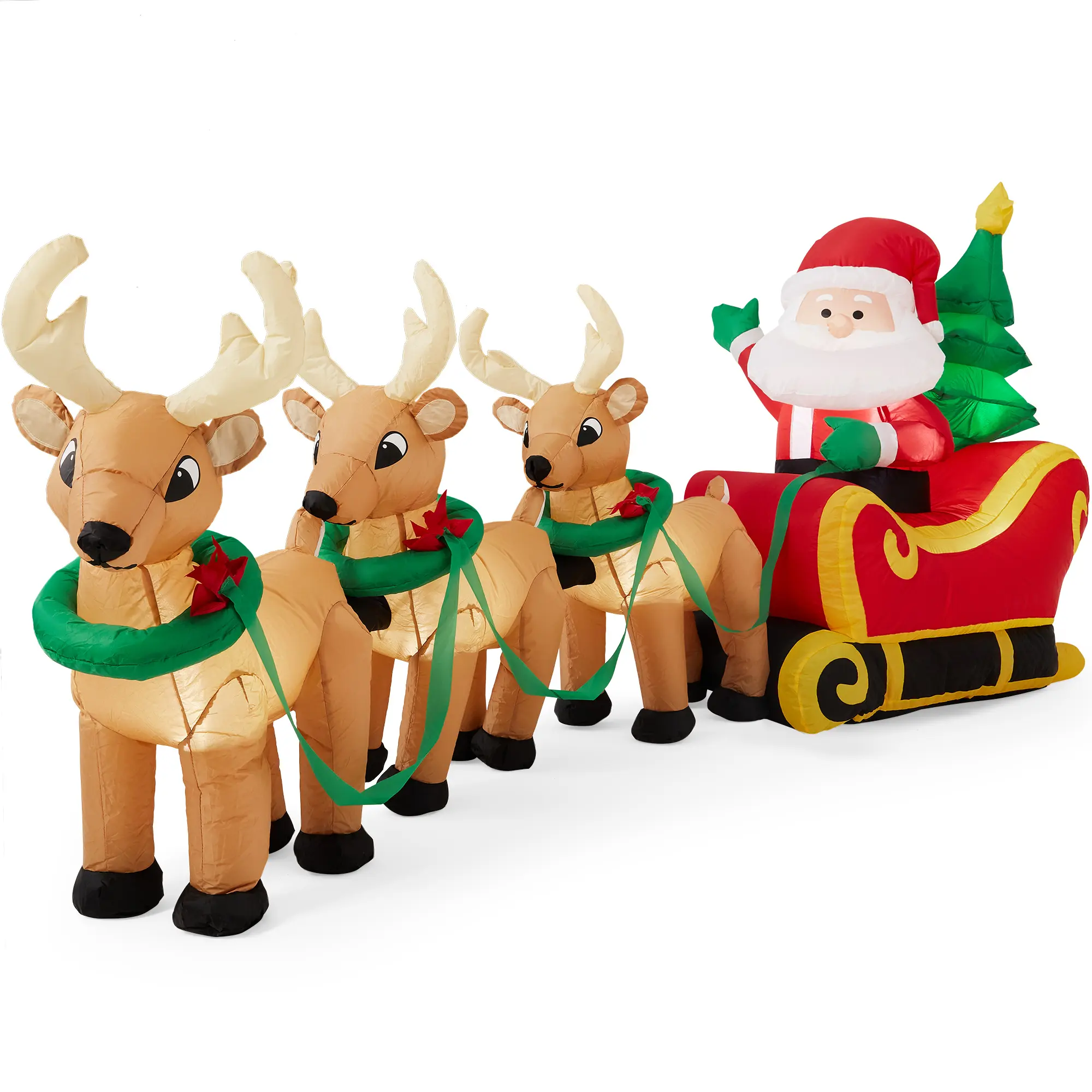 Best Choice Products 8.5ft x 3ft Lighted Inflatable Christmas Santa Claus & Reindeer Indoor Outdoor w/ Electric Fan Best Choice Products 8.5ft x 3ft Lighted Inflatable Christmas Santa Claus & Reindeer Indoor Outdoor w/ Electric Fan