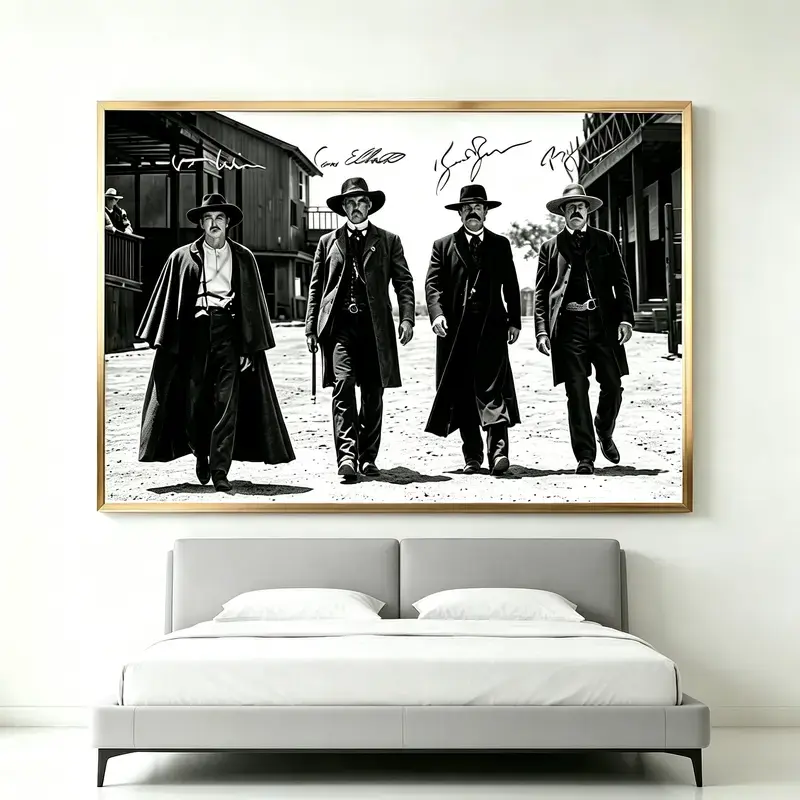 [NO FRAME] Vintage Tombstone Cowboy Canvas Poster, Wyatt Earp Doc Holliday Walking Scene Western Wall Art