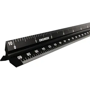 12 Inch Triangular Engineer Scale Ruler, Anodized Solid Aluminum Core with Laser Etched Scales, Imperial Scale - 1:10, 1:20, 1:30, 1:40, 1:50, 1:60, Ideal for Civil Engineering Drafting
