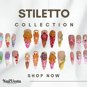NailVesta STILETTO COLLECTION – 100% Handcrafted 3D Press-On Nails | Reusable, Long-Lasting, Salon-Quality