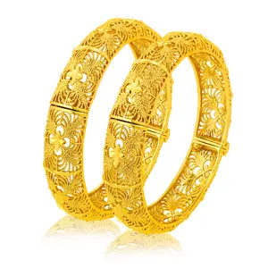 Golden Copper Women Bangles 2PCS Openable 6cm Diameter Perfect Birthday Gift for Her Elegant Accessory