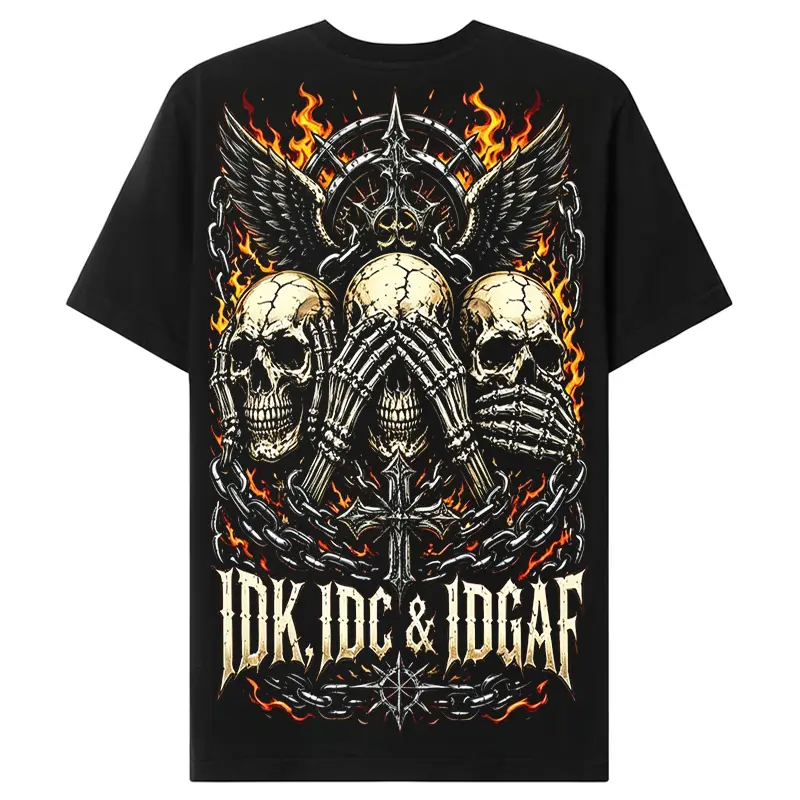 Chaosmoda Generation X Idk Idc & Idgaf Custom Year Skull T-shirt