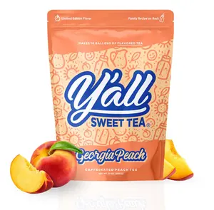 Y'all Sweet Tea - Peach Flavored Iced Tea Bags One Gallon Size in 10 Gallons Per Pack Quick Brew Southern Ice Tea with Sweet Georgia Peach Flavor | As Seen on Shark Tank (Caffeinated)