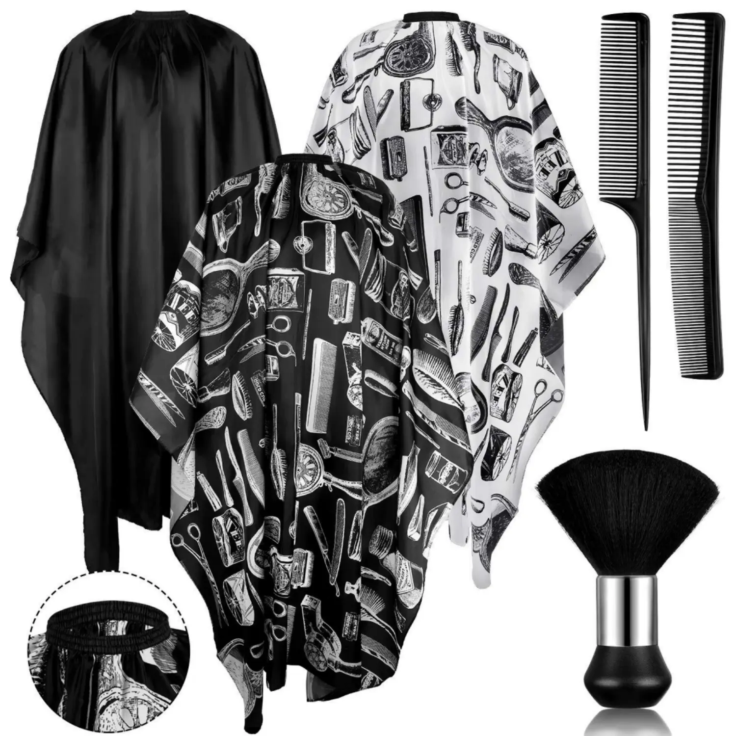 6 Pcs Professional Salon Barber Capes Waterproof Hair Cutting Capes with Neck Duster and Combs Brush with Adjustable Snap Closure for Women Men Hair Stylist Salon Barbershop Hairdressing - Home Improvement.