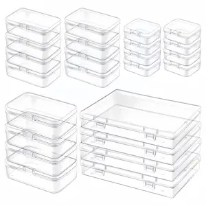 Clear Storage Box with Hinged Lid, 24pcs/set Mixed Size Transparent Storage Box, Plastic Containers, Durable Reinforced Organizer, Suitable for Small Items and Handmade Projects, Home Durable Storage Box