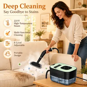 Multi-Purpose Steam Cleaner with 6 Adjustable Levels, 221°F High-Temperature Steam Cleaning Machine with Fast Heat-Up for Kitchen, Bathroom, Upholstery, Car, Windows, Floors and Grout