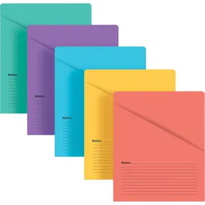 Lined Vertical Slash Pocket File Folders, 25 Pack, 5 Assorted Colors, Letter Size Slash File Jacket with Notes on Front & Back, Half Pocket File Folders