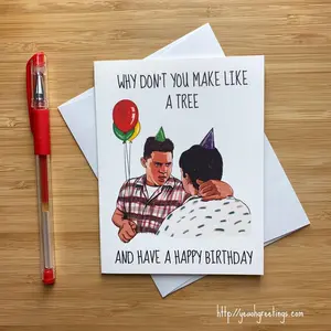 Funny 'Make Like a Tree' Birthday Card, 80s Movies, Funny Birthday Cards, Pop Culture, Birthday Card Girlfriend Boyfriend, Retro 80s Gift