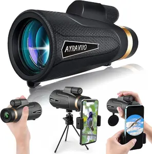 Birthday Gifts for Men Dad Husband Him Teen, 12x60 Monocular Telescope with Phone Adapter & Tripod for Hiking, Bird Watching & Travel, for Fathers Day, Camping Gifts for Outdoors Photography Lover