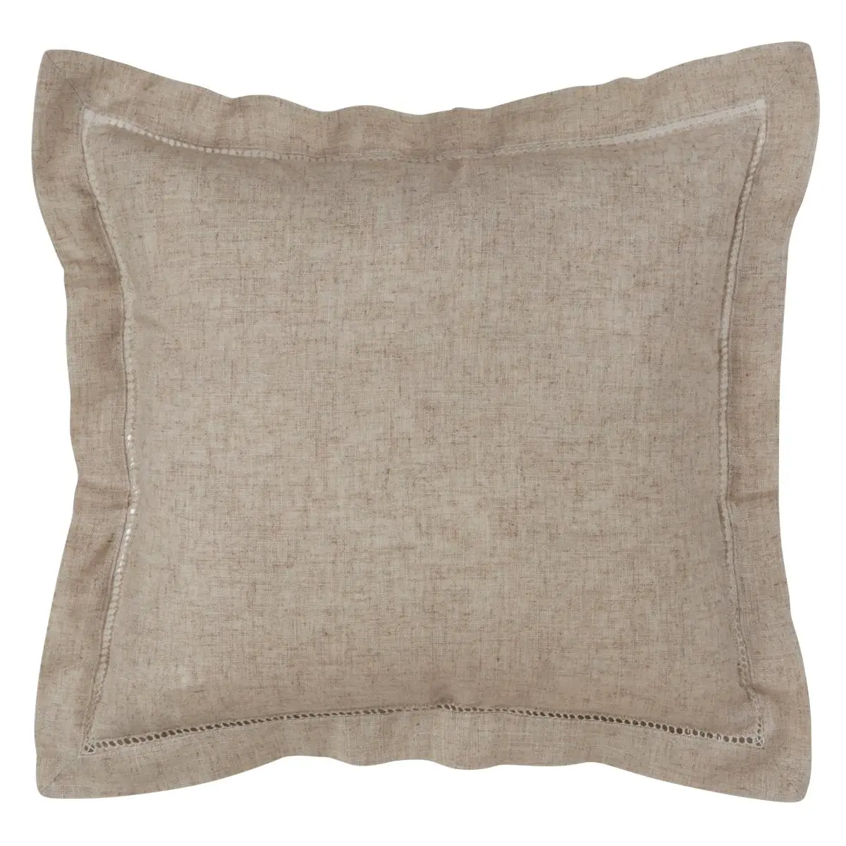 212 MAIN 22 in. Square Hemstitched Edge Throw Pillow - Down-Filled, Poly-Linen Mix Material, Natural Color, Throw Cushion for Home Room Decor