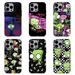 Invad3r Zim Gir Checkerboard & Skulls Phone Case|Invad3r Zim Gir Collage Tough Phone Case For iPhone 17 Pro Max 16 15 14 13 12 11 for Samsung S21 S22 S23 S24 S25 S26 Phone Case|Tough Phone Case|gift for him for her|Best Gift