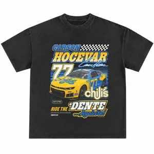 Carson Hocevar 77 NASCAR Racing Vintage Graphic T Shirt Retro Chili’s Race Car Tee Motorsport Fan Washed Oversized Streetwear Racing Shirt Casual Sports Graphic Top for Men Menswear & Underwear - Men's Tops - T-shirts - Men's Short-sleeve T-shirts