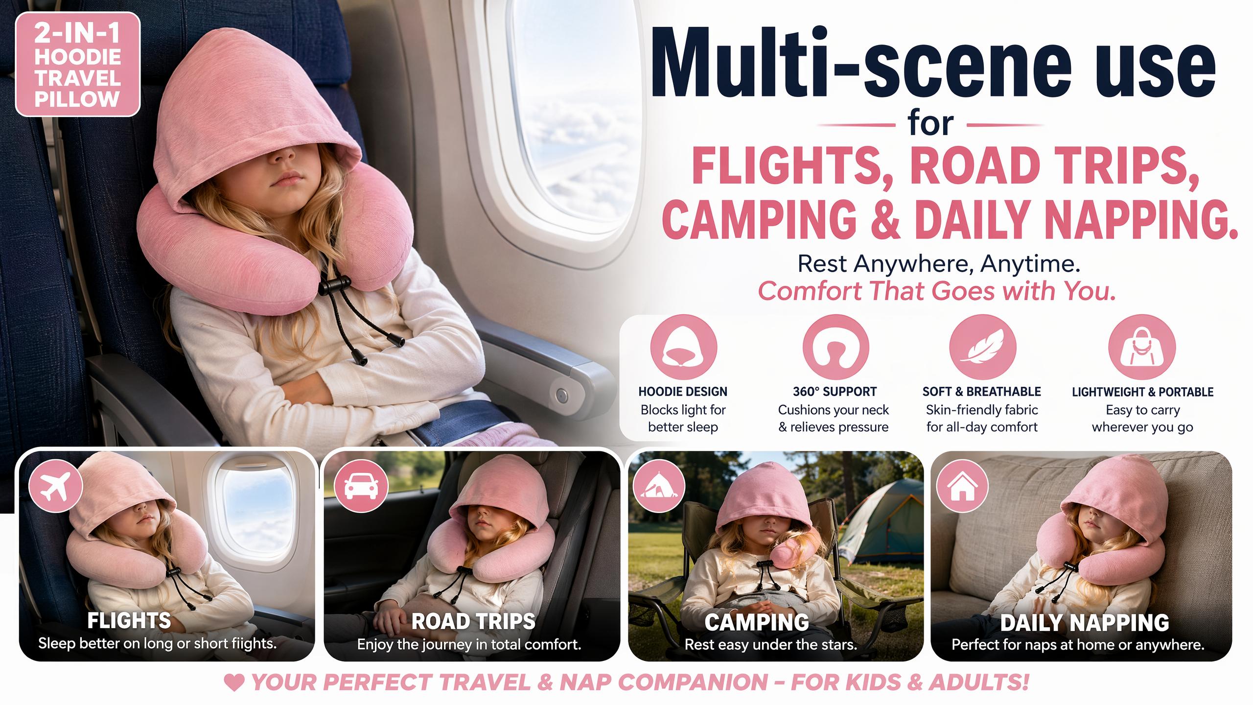 Hooded Travel Neck Pillow, Memory Foam U Shape Neck Support Pillow with Light Blocking Hood, Adjustable Drawstring, Washable Cover, Portable Airplane Car Office Road Trip Sleeping Travel Accessory for Men Travelers,#halloweenfinds #tiktokshopbacktoschool Hooded Travel Neck Pillow, Memory Foam U Shape Neck Support Pillow with Light Blocking Hood, Adjustable Drawstring, Washable Cover, Portable Airplane Car Office Road Trip Sleeping Travel Accessory for Men Travelers,#halloweenfinds #tiktokshopbacktoschool