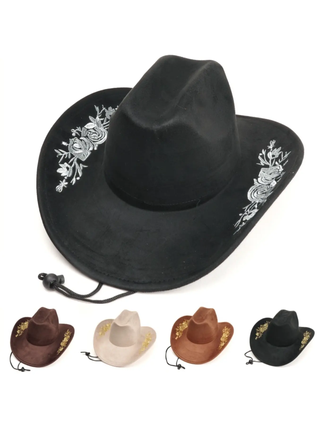 Cross-border new style floral embroidered fedora for men and women, vintage fashion outdoor hat, western ethnic style cowboy h, Embroidery Trendy Hat, Adjustable Stylish Hat, Adjustable Fit Hat