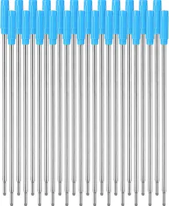 Jovitec 24 Pieces Replaceable Ballpoint Pen Refills Metal Pen Ink Refills Smooth Writing 4.5 Inch (11.6 Cm) and 1 Mm Medium Tip for Gifts Office(Blue)