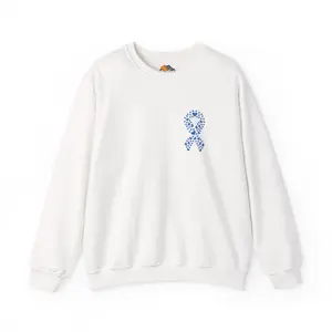 Diabetes Awareness Crewneck Sweatshirt – Blue Ribbon Heart Design